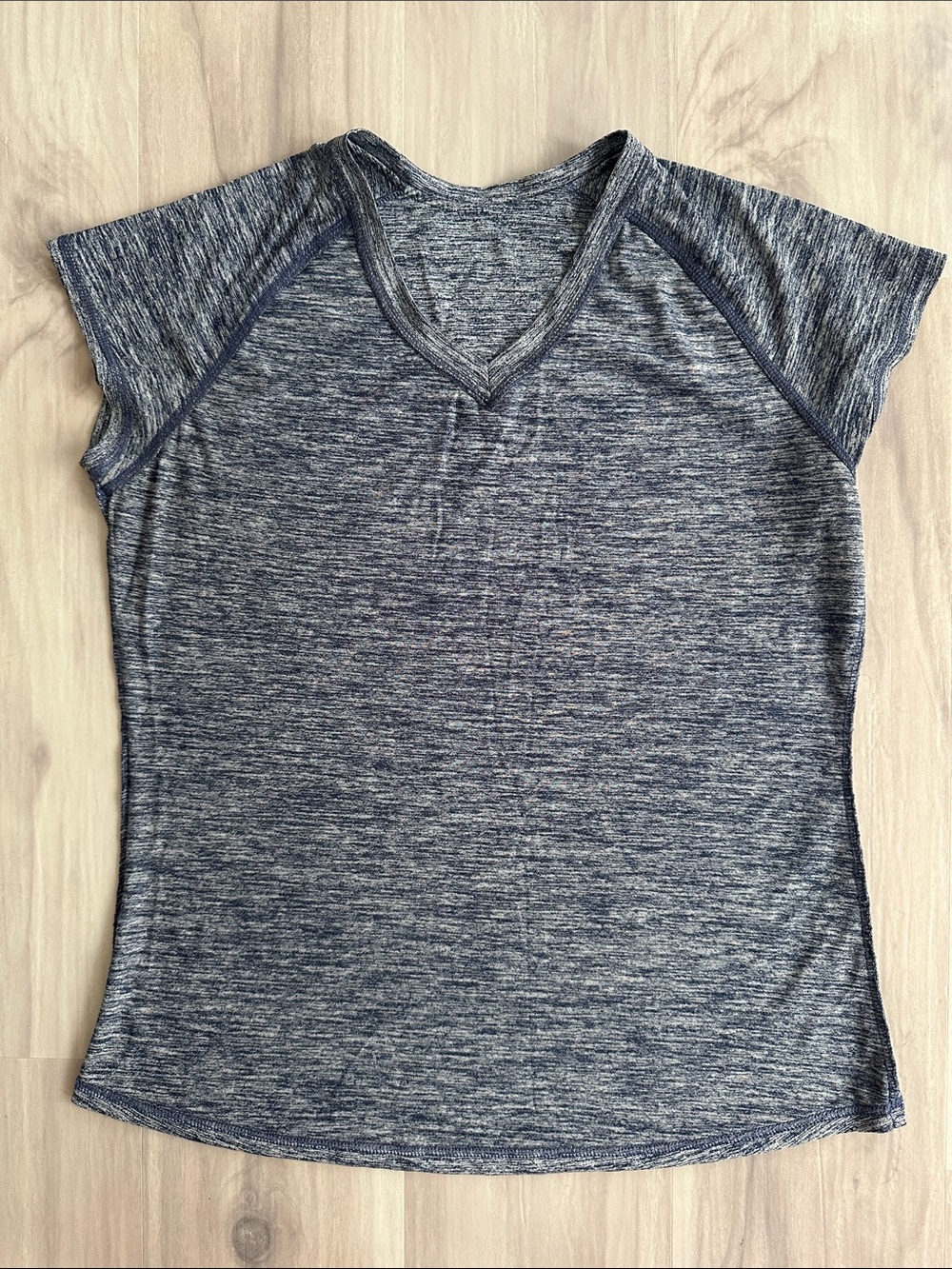 4/$20 Women's Heathered V-Neck Short Sleeve Tee - Navy